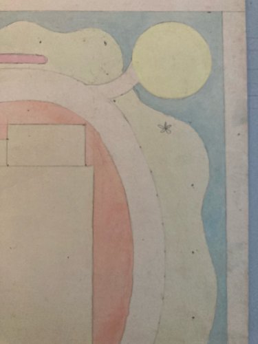 Painting Peinture 1930 Original Architecture Plan Jardin Old Art France Ancien