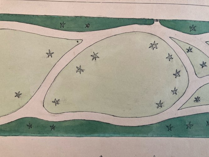 Painting Peinture 1930 Original Architecture Plan Jardin Tarn France Ancien Old