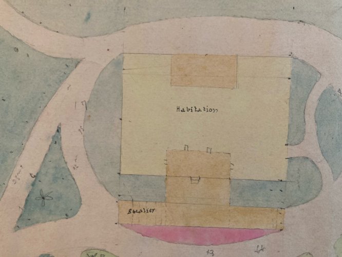 Painting Peinture 1930 Original Architecture Plan Jardin Tarn France Old Ancien