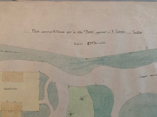 Painting Peinture 1930 Original Architecture Plan Jardin Tarn France Old Ancien