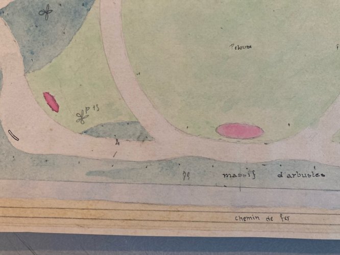 Painting Peinture 1930 Original Architecture Plan Jardin Tarn France Old Ancien