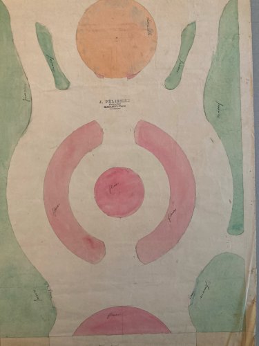 Painting Peinture 1930 Original Architecture Plan Jardin Tarn Old France Ancien