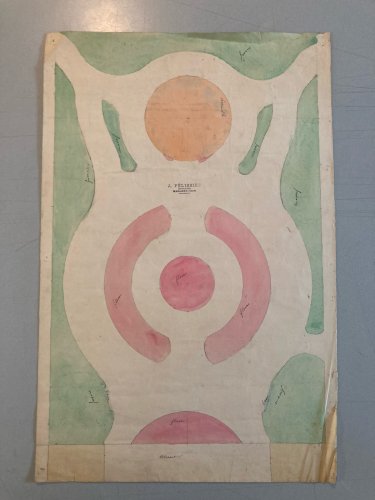 Painting Peinture 1930 Original Architecture Plan Jardin Tarn Old France Ancien