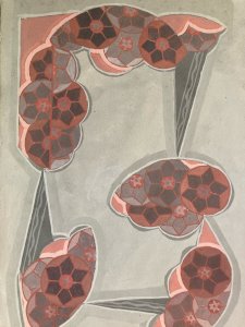 Painting 1930 Original Art Deco Motif Gouache Old Paper Drawing