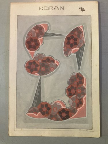 Painting Peinture 1930 Original Art Deco Motif Gouache Papier Ancien Dessin Old