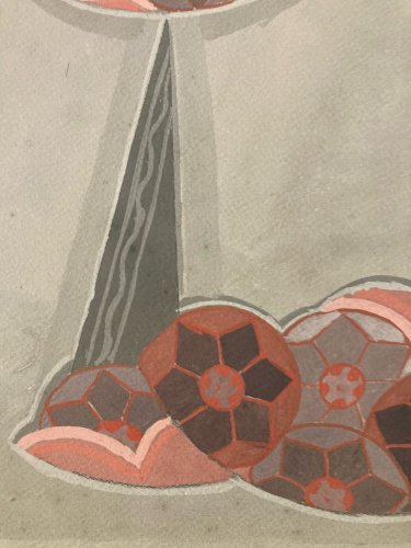 Painting Peinture 1930 Original Art Deco Motif Gouache Papier Ancien Dessin Old