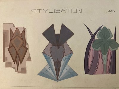 Painting 1930 Original Art Nouveau Gouache Old Paper Vintage Deco Pattern