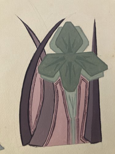 Painting Peinture 1930 Original Art Nouveau Gouache Papier Ancien Old Deco Motif