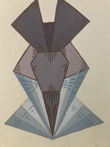 Painting Peinture 1930 Original Art Nouveau Gouache Papier Ancien Old Deco Motif