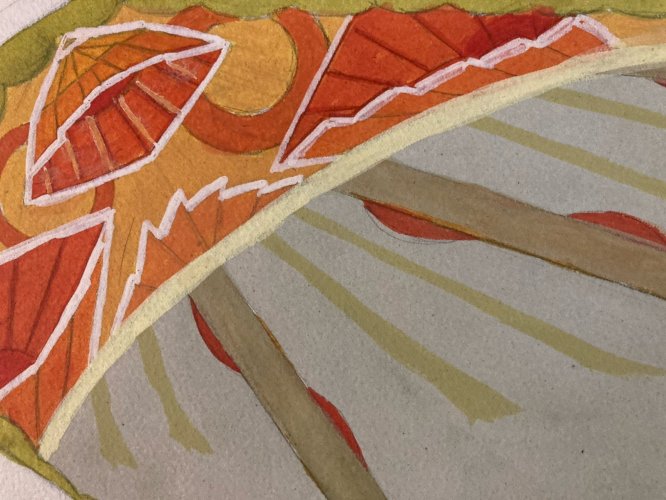 Painting Peinture 1930 Original Art Nouveau Motif Gouache Papier Ancien Deco Old