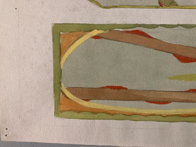 Painting Peinture 1930 Original Art Nouveau Motif Gouache Papier Ancien Deco Old