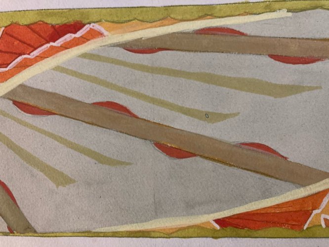 Painting Peinture 1930 Original Art Nouveau Motif Gouache Papier Ancien Deco Old