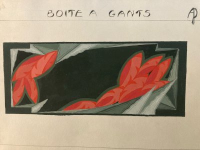 Painting 1930 Original Art Nouveau Pattern Gouache Old Paper Antique Deco