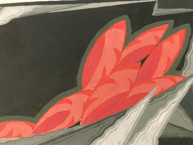 Painting Peinture 1930 Original Art Nouveau Motif Gouache Papier Ancien Old Deco