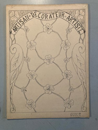 Painting Peinture 1950 Gouache Motif Géométrique Artisan  Art Ancien Abstrait