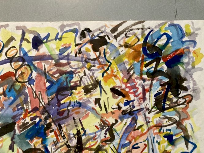 Painting Peinture 1980 Abstraite Art A Identifier Gouache  Papier Abstract XXe