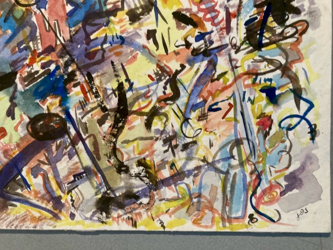 Painting Peinture 1980 Abstraite Art A Identifier Gouache  Papier Abstract XXe