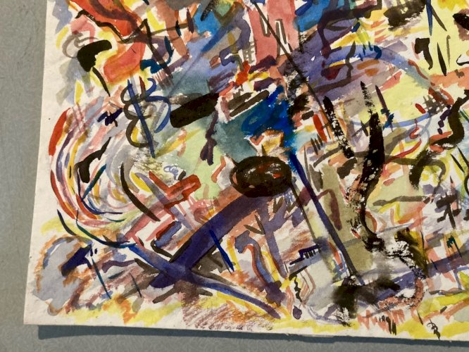 Painting Peinture 1980 Abstraite Art A Identifier Gouache  Papier Abstract XXe