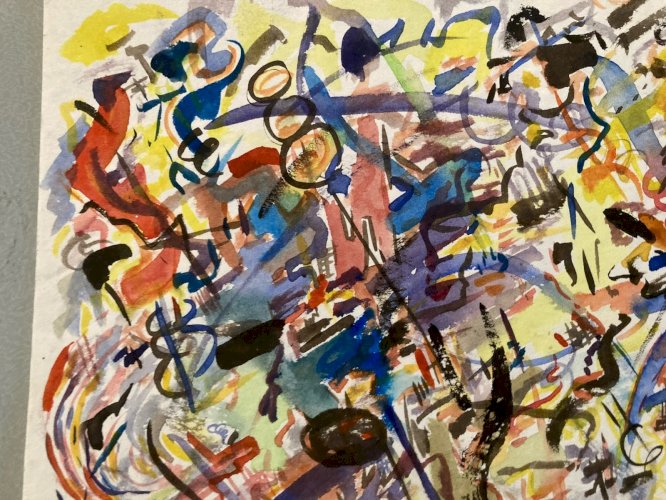 Painting Peinture 1980 Abstraite Art A Identifier Gouache  Papier Abstract XXe