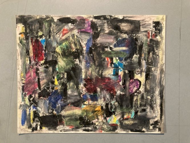 Painting Peinture 1980 Abstraite Art A Identifier Gouache  Papier Abstrait XXe