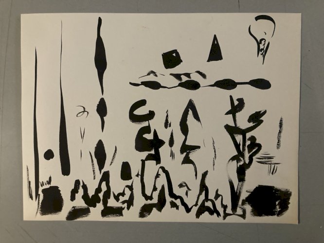 Painting Peinture 1980 Abstraite Art A Identifier Gouache Sur Papier Abstrait