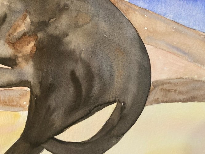 Painting Peinture 1980 Original Art Nouveau Gouache Papier Chat Animal Animaux