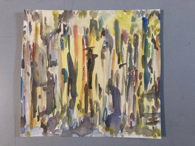 Painting Peinture Abstraite A Identifier Gouache Papier Abstrait 1980 Art XXe