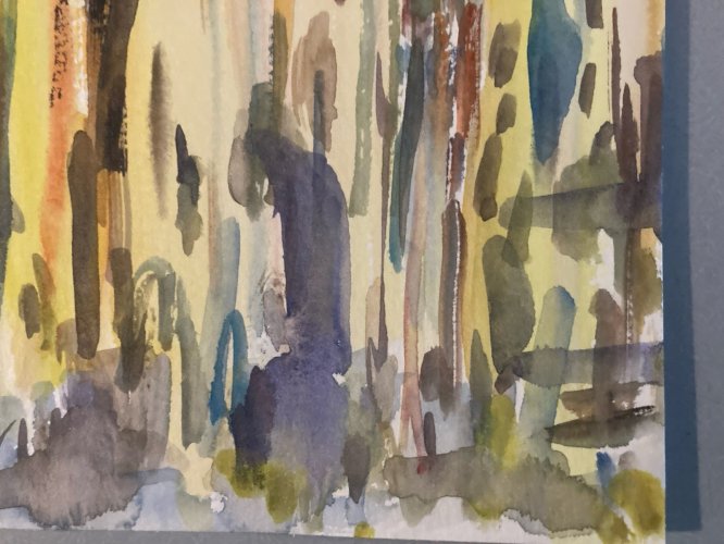 Painting Peinture Abstraite A Identifier Gouache Papier Abstrait 1980 Art XXe