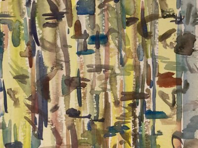 Painting Peinture Abstraite A Identifier Gouache Papier Abstrait 1980 XXe Art