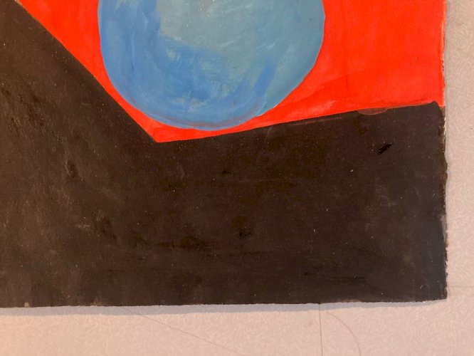 Painting Peinture Abstraite A Identifier Gouache Papier Abstrait 1980 XXe Art