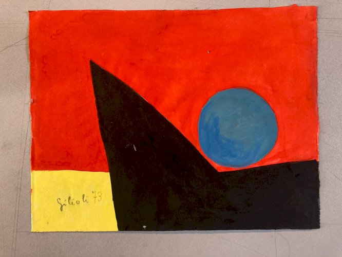 Painting Peinture Abstraite A Identifier Gouache Papier Abstrait 1980 XXe Art