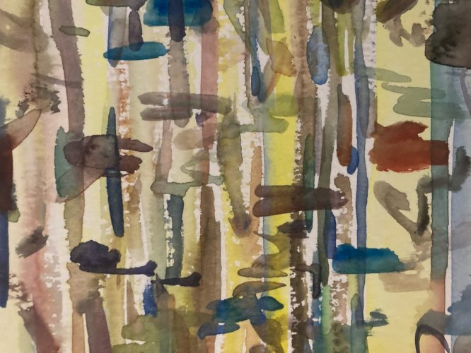 Painting Peinture Abstraite A Identifier Gouache Papier Abstrait 1980 XXe Art