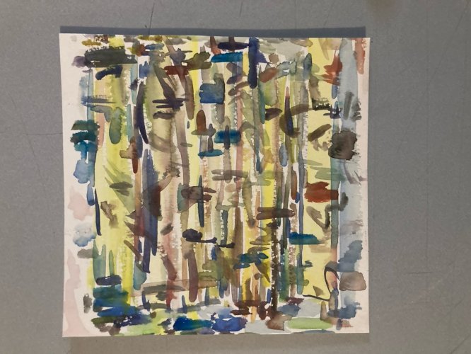 Painting Peinture Abstraite A Identifier Gouache Papier Abstrait 1980 XXe Art