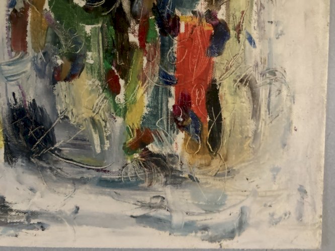 Painting Peinture Abstraite A Identifier Gouache Sur Papier Abstrait 1980 Art