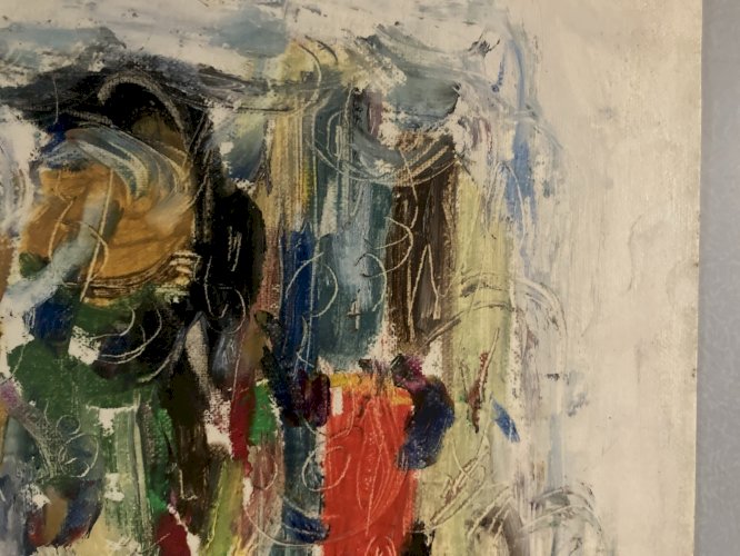 Painting Peinture Abstraite A Identifier Gouache Sur Papier Abstrait 1980 Art