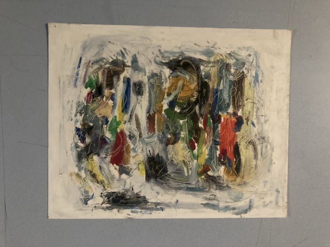 Painting Peinture Abstraite A Identifier Gouache Sur Papier Abstrait 1980 Art