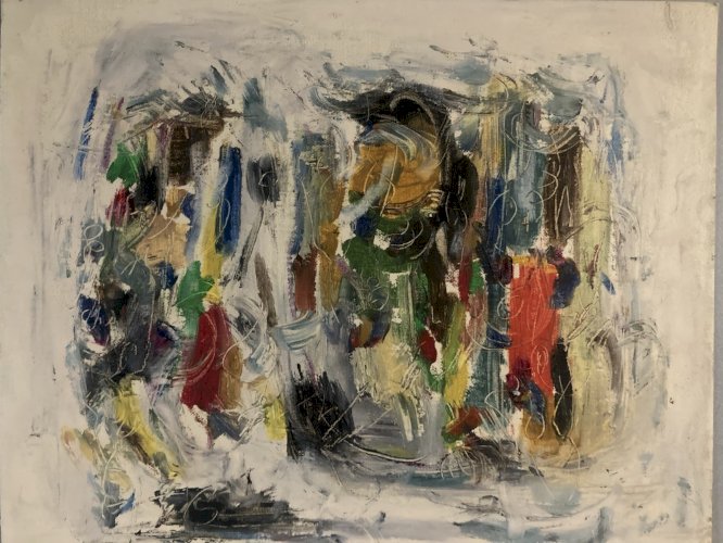 Painting Peinture Abstraite A Identifier Gouache Sur Papier Abstrait 1980 Art