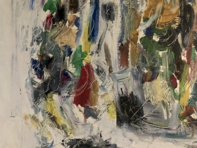 Painting Peinture Abstraite A Identifier Gouache Sur Papier Abstrait 1980 Art