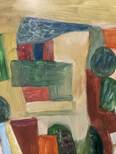 Painting Peinture Abstraite Huile Sur panneau Cubiste Cubisme Paysage Arbre art