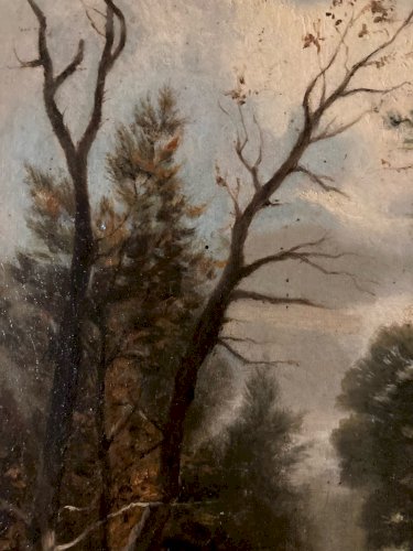 Painting Peinture Âne Huile Sur Toile XIXe Paysage Animaux Ancien Animal Art