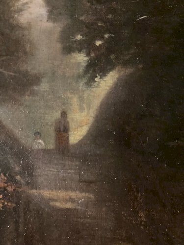 Painting Peinture Âne Huile Sur Toile XIXe Paysage Animaux Ancien Animal Art