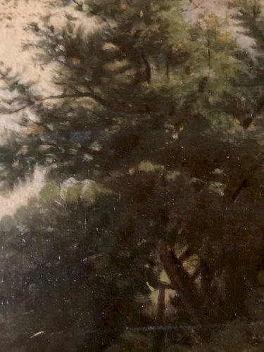 Painting Peinture Âne Huile Sur Toile XIXe Paysage Animaux Ancien Animal Art