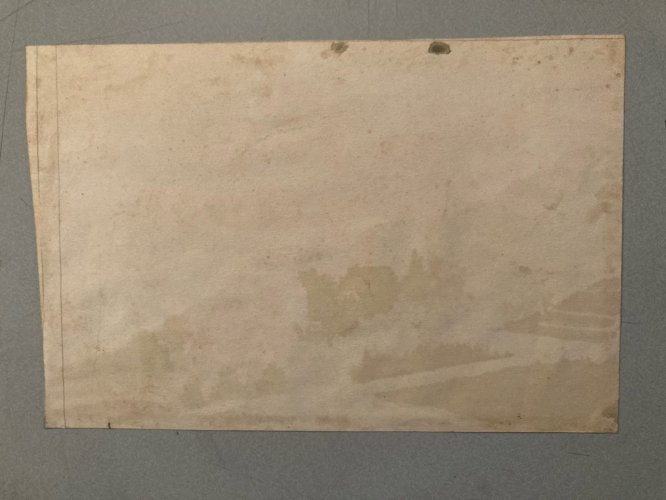 Painting Peinture Aquarelle Papier XIXe Chateau Fort Ruine Paysage Romantique