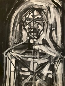 Painting Peinture Art Papier Buste Homme 1980 portrait A Identifier XXe Ancien