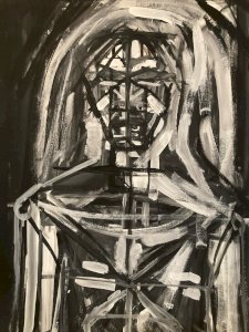 Painting Peinture Art Papier Buste Homme 1980 portrait A Identifier XXe Ancien