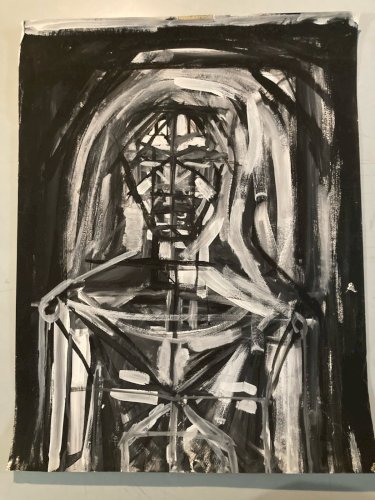 Painting Peinture Art Papier Buste Homme 1980 portrait A Identifier XXe Ancien