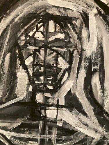 Painting Peinture Art Papier Buste Homme 1980 portrait A Identifier XXe Ancien