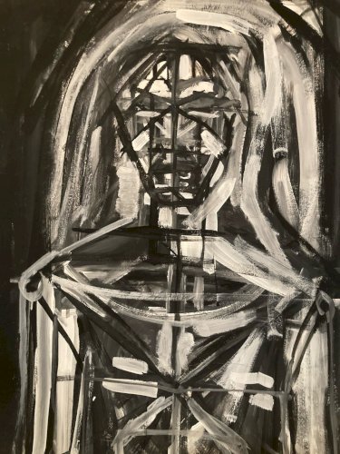 Painting Peinture Art Papier Buste Homme 1980 portrait A Identifier XXe Ancien