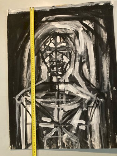 Painting Peinture Art Papier Buste Homme 1980 portrait A Identifier XXe Ancien