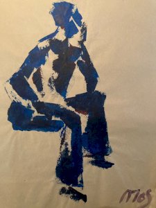 Painting Kraft Paper Woman 1980 portrait To Identify 20th Century Antique